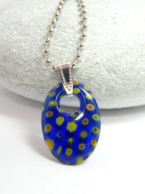 Blue millefiori pendant